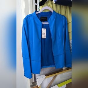Lafayette beautiful blue leather jacket NWT size 8